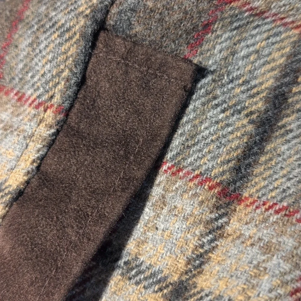90s Y2K Women's Wrapper Plaid Wool‎ Jacket Blazer Size Medium